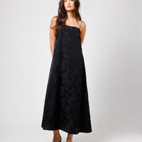 Vestido longo feminino de jacquard floral mindset preto