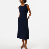 Vestido midi feminino com recortes texturizado azul