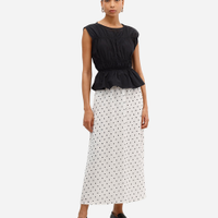 Saia feminina midi poá off white