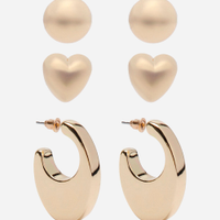 Kit de 3 brincos dourado