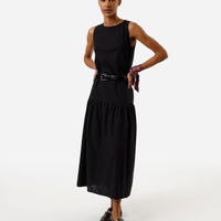 Vestido midi feminino de algodão preto