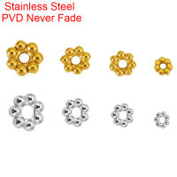 30pcs Never Fade Stainless Steel Beads Bulk Lot 3mm 4mm 5mm 6mm PVD Loose Spacer Beads For Diy Jewelry Necklace Bracelet Making