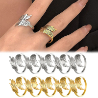 Wing Design Adjustable Couple Rings, Stainless Steel Open Ring, Streetwear Fashion Jewelry for Men Women