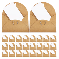 30 Sets Heart Clasp Kraft Envelopes Mini Credit Card Size Vintage Brown Blank Cards Wedding Birthday Graduation Party