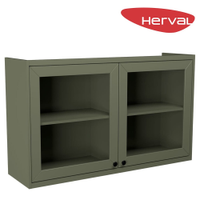 Armário Aéreo MDF Herval Viana, com Vidro, 2 Portas, Verde Hill, 120 cm