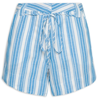 Short feminino listrado azul