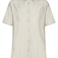 Camisa masculina manga curta texturizada bege
