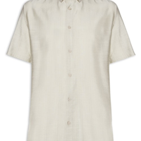 Camisa masculina manga curta texturizada bege