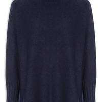 Suéter feminino em tricot azul