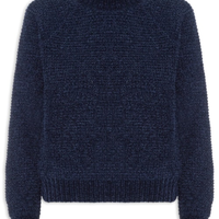 Suéter feminino em tricot azul