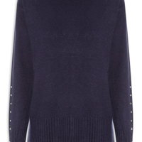 Suéter feminino em tricot azul