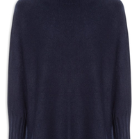 Suéter feminino em tricot azul