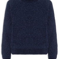 Suéter feminino em tricot azul