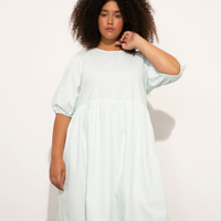 Vestido plus size manga curta bufante mindset verde claro