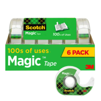 Invisible Magic Tape, 6 Rolls with Dispensers, Home Office School Supplies for Secure Paper Mending, Matte Finish