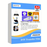 A4 30 Pcs DTF Transfer Film PET Heat Transfer Paper Matte Double-Side Clear Pretreat Sheets for DIY Direct on T-Shirts Bags