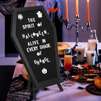 1Set Halloween Coffin Letter Board Wooden Frame Felt Message Board Spooky Home Office Party Decor Coffin Decor