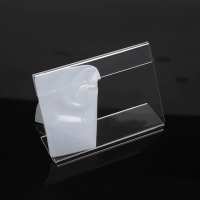 50Pcs Acrylic Transparent L Shape Slanted Display Stand for Sign Holders Photo Menu Price List Desktop Shop Use