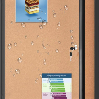 Enclosed Bulletin Board 36x24 with Lockable Acrylic Door, Black Aluminum Frame Shatter Resistant Cork Board for Office School