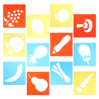 12Pcs Kids Drawing Stencils Plastic Educational Templates Toddler Tracing Tools Fruits Vegetable Primary Shapes Sidewalk Chalk