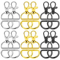 10/20 Set Large D Clip Swivel Keychain Hooks with D Rings, Purse Hardware, for DIY Crafts Handbag Hardware Sewing Projects