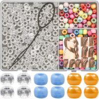 1Set Braiding Hair Accessories Kit Reusable I Tip Beads for Hair Extensions Dreadlock Jewelry Colorful Clear Beads