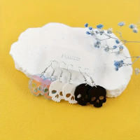 Cute Halloween Skull Dangle Earrings - 3pcs Acrylic Set for Party & Gift Giving