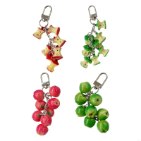 91AF Adorable Plastic Fruit Keychain With Green And Red Color For Girls And Women Small Apples Charm For Bag Backpack Or Keys