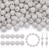 100Pcs process water drill bead 10mm white water drill ball, used for necklace, bracelet, earring production and DIY decoration
