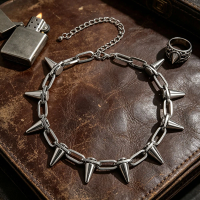 Gothic Punk Harajuku Handmade Womens Necklace For Spike Rivet Female Chain Necklaces Exaggeration Rock Choker Jewelry