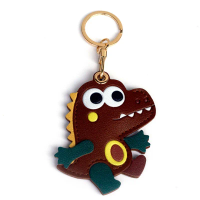 Cute Little Crocodile Leather Car Keychain Door Anti Card Protection Cover Creative Backpack Hanging Accessories