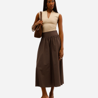 Saia midi feminina com algodão marrom