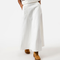 Saia longa de sarja com recortes off white