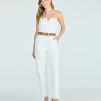 Macacão longo feminino sem alça off white