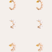 Kit de 3 brincos de argola com perolas dourado