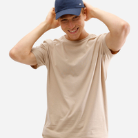 Camiseta masculina de algodão básica manga curta bege