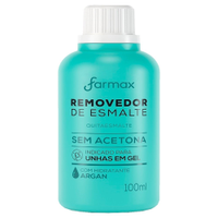 Removedor de Esmalte Farmax sem Acetona Argan 100ml - Embalagem com 12 Unidades