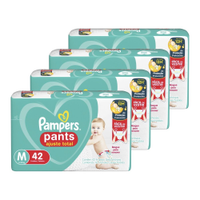 Fralda Descartável Pampers Pants Tamanho M - 4 Pacotes com 42 Fraldas - Total 168 Tiras