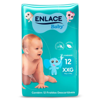 Fralda Descartável Enlace Baby Jumbinho Tamanho XXG - 9 Pacotes com 12 Fraldas - Total 108 Tiras