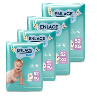 Fralda Descartável Enlace Baby Hiper Tamanho XG - 4 Pacotes com 52 Fraldas - Total 208 Tiras