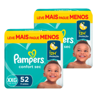 Fralda Descartável Pampers Confort Sec Super Tamanho XXG - 2 Pacotes com 52 Fraldas - Total 104 Tiras