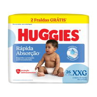 Fralda Descartável Huggies Tripla Proteção Mega Tamanho XXG - 6 Pacotes com 26 Fraldas - Total 156 Tiras - Leve 2 Tiras