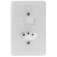 Interruptor Stylus Ilumi 1 Tecla Simples +1 Tomada 2P+T 6-10A 250V Com Placa 4X2