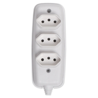 Tomada Barra Ilumi Tripla 2 Polos + Terra Branca 10A 250V