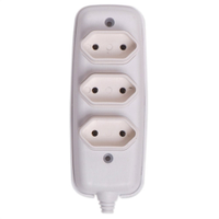 Tomada Ilumi Barra Tripla Bipolar 10A 250V Branca