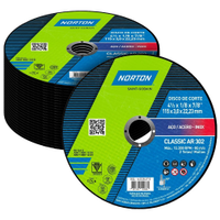 25 Discos de Corte Norton 4.1/2P AR302 Classic 115X3,0X22,23mm