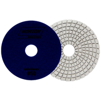 Disco Flexível Diamantado Norton Brilho D'Água - 100mm 4 Passos G050 Azul - Embalagem com 10 Unidades