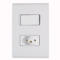 Interruptor Tramontina Liz com 1 Tecla Simples + Tomada 2P+T 20A 250V com Placa Branca