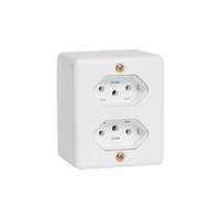 Tomada Linha Box Dupla Ilumi Sobrepor Branca 2P+T 10A 250V