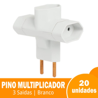 Pino Multiplicador 3 Saidas Ilumi 2p 10a 250v Branco 20x1 Sm